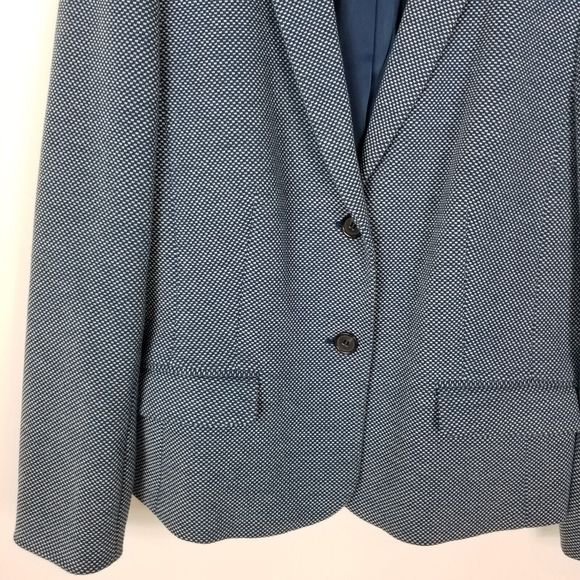 Talbots Women Cotton Blend Jacket Blazer Size 14 Blue Button Up Lined - Picture 3 of 6